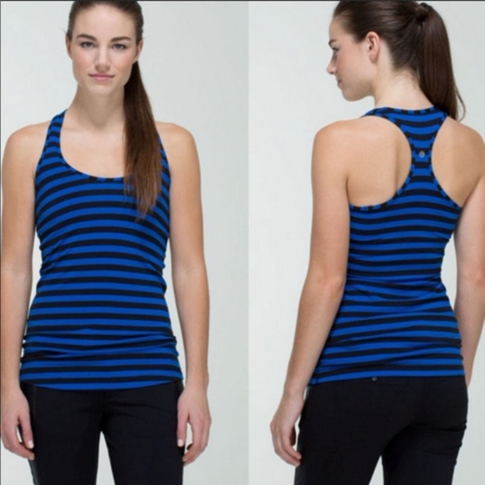 Lululemon Apex Stripe Baroque Cool Black Blue Striped Racerback Tank